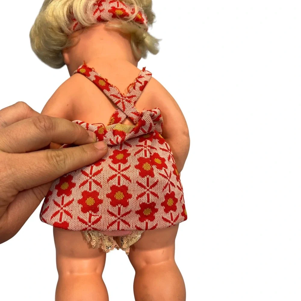 Vintage 1969 Mattel Baby Doll Blonde Blue Eyes MCM‎ Retro Handmade Outfit Mexico